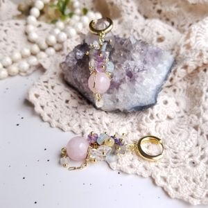 Rose quartz & gemstone earrings